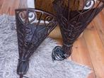 Brocante IJzeren Wandlampen/Hoeklampen, Huis en Inrichting, Lampen | Wandlampen, Ophalen of Verzenden, Gebruikt, Metaal, Brocante