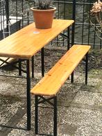 Biertafel met 2 banken, Ophalen, Zo goed als nieuw, Rechthoekig, Hout