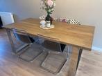 Eikenhouten eettafel met RVS U poten 200x100, Huis en Inrichting, Tafels | Eettafels, Ophalen, Gebruikt, Eikenhout, 50 tot 100 cm