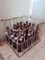 Bierkrat metaal met 20 bierflesjes, Verzamelen, Biermerken, Ophalen, Zo goed als nieuw, Overige merken