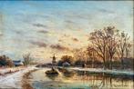 Winterlandschap in avondlicht.HD Kruseman v Elten(1829-1904), Antiek en Kunst, Ophalen