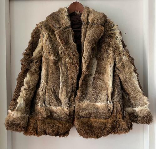 Leuke bruine bontjas uit konijnenbont M 38, Kleding | Dames, Jassen | Winter, Gedragen, Maat 38/40 (M), Bruin, Verzenden