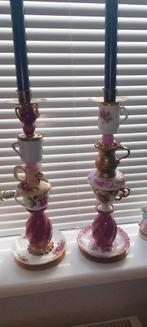 Kopjes kandelaar set oud roze brocante, Antiek en Kunst, Antiek | Kandelaars, Ophalen, Koper of Brons