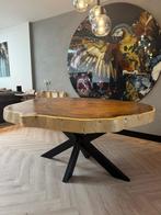 Suar tafel met stalenpoten, Huis en Inrichting, Tafels | Eettafels, Ophalen, 50 tot 100 cm, Zo goed als nieuw, Vijf personen of meer