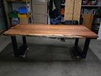 Mango houten tafel 220 x 104, met zwarte metalen U poten, Huis en Inrichting, Ophalen, 100 tot 150 cm, 200 cm of meer, Zo goed als nieuw