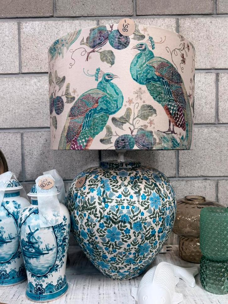 Grote lampenvoet retro vintage kruik tafellamp delfts blauw, Huis en Inrichting, Lampen | Overige, Zo goed als nieuw, Ophalen of Verzenden