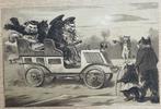 fr 1910 relief menselijk poezen maken autorit in oldtimer, Ophalen of Verzenden, Voor 1920, Ongelopen, Overige thema's