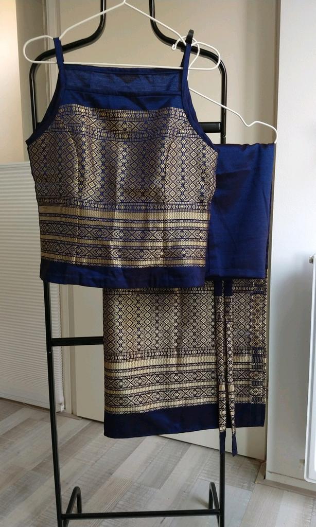 Thaise top rok blauw maat S, Kleding | Dames, Gelegenheidskleding, Zo goed als nieuw, Overige typen, Maat 36 (S), Blauw, Ophalen of Verzenden