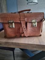 Vintage leren schooltas, Sieraden, Tassen en Uiterlijk, Tassen | Schoudertassen, Gebruikt, Bruin, Leer, Ophalen