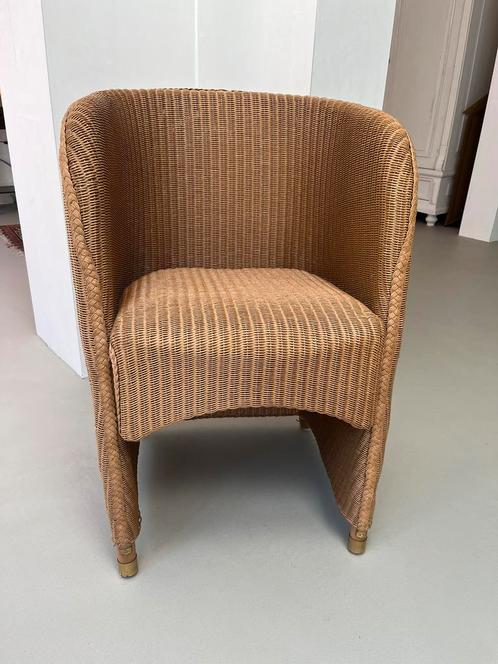 Gevlochten Lloyd loom stoel (riet / rotan look, maar beter), Huis en Inrichting, Stoelen, Zo goed als nieuw, Bruin, Ophalen