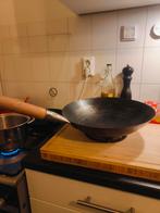 Stalen Wok met Gietijzeren Wokring, Huis en Inrichting, Ophalen