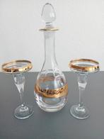 Cristal Murano goud ingelegde Karaf + drinkglazen, Antiek en Kunst, Antiek | Glas en Kristal, Ophalen of Verzenden