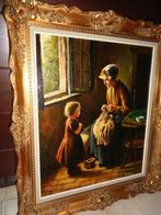 *Prachtige gesigneerde schilderij (19e eeuw) met mooie kader, Antiek en Kunst, Ophalen of Verzenden