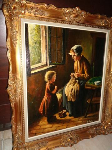 *Prachtige gesigneerde schilderij (19e eeuw) met mooie kader beschikbaar voor biedingen