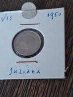 Kwartje uit 1950. In houdertje, Postzegels en Munten, Munten | Nederland, Ophalen of Verzenden, Koningin Juliana, 25 cent, Losse munt