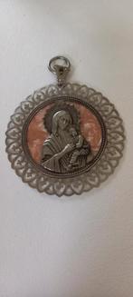 Medaillon Maria met Kind - 12 cm met parelmoer, Antiek en Kunst, Antiek | Religie, Ophalen of Verzenden