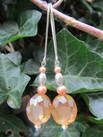 Oorbellen Dionne kristalglas facet-parels swarovski zilver, Sieraden, Tassen en Uiterlijk, Oorbellen, Hangers, Bruin, Nieuw, Zilver