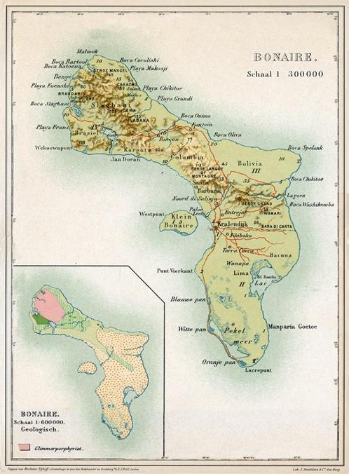 Grote landkaart van Bonaire anno 1917, Boeken, Atlassen en Landkaarten, Zo goed als nieuw, Landkaart, Wereld, 1800 tot 2000, Ophalen of Verzenden