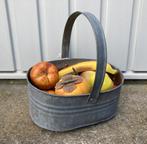 Brocante zinken bakje met hengsel, Tuin en Terras, Bloempotten, Gebruikt, Ophalen of Verzenden, Balkon, Metaal