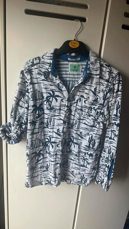 Blouse wit/ blauw maat 140 Scotch & Soda Shrunk, Kinderen en Baby's, Kinderkleding | Maat 140, Zo goed als nieuw, Jongen, Overhemd of Blouse