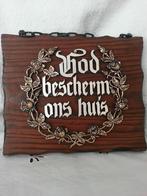 Houten paneeltje met religieuze tekst sixties, Ophalen of Verzenden, Zo goed als nieuw
