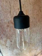 Hanglamp zwart/glas kwantum, Huis en Inrichting, Lampen | Hanglampen, Minder dan 50 cm, Glas, Ophalen of Verzenden, Zo goed als nieuw