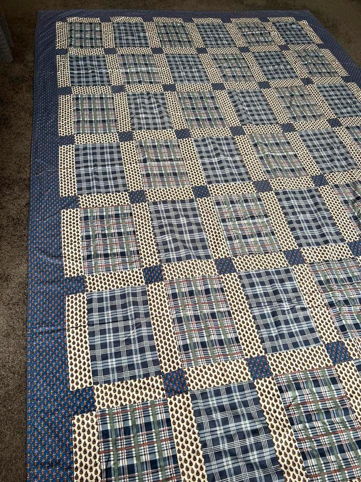 Vintage Ikea sprei woondeken 280 x 190 blauw tinten, Huis en Inrichting, Slaapkamer | Beddengoed, Zo goed als nieuw, Overige typen