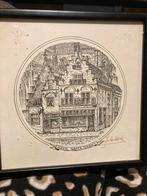 Ets J. Neuldonk - Hoek Grote Markt, 20x20 cm, Antiek en Kunst, Kunst | Etsen en Gravures, Ophalen of Verzenden