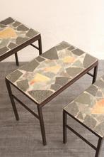 Seventies vintage bijzettafeltjes mid century sixties design, Huis en Inrichting, Tafels | Sidetables, Ophalen, Gebruikt, -, -
