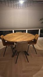 Goossens Eettafel mangohout rond 130cm, Huis en Inrichting, Tafels | Eettafels, Ophalen, Gebruikt, Rond, Vier personen