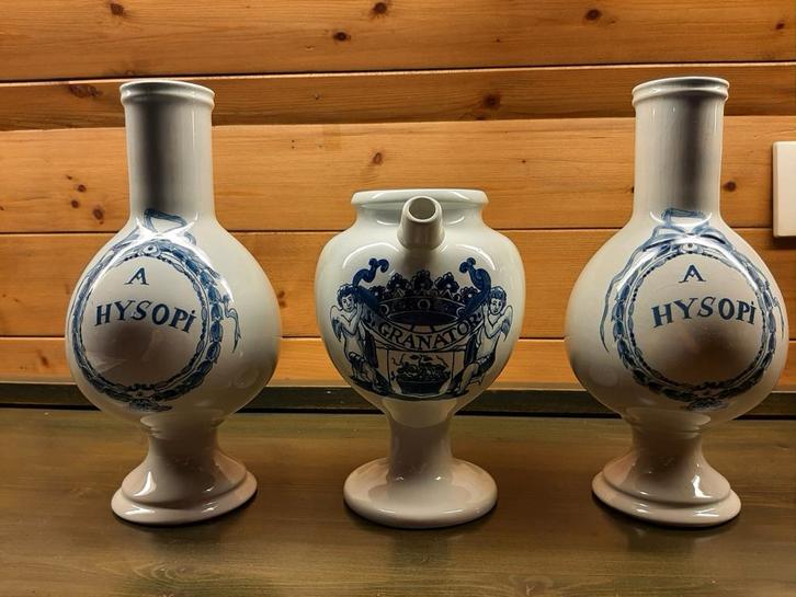 Delfts blauwe Apothekerspotten handbeschilderd, Antiek en Kunst, Curiosa en Brocante, Ophalen of Verzenden