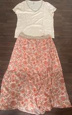 Esqualo set rok shirt 42 XL beige oranje izgs, Kleding | Dames, Rokken, Beige, Maat 42/44 (L), Esqualo, Ophalen of Verzenden