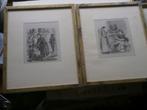 2 HOUTGRAVURES, van Kinderverzorgsters i/h jaar 1850, Antiek en Kunst, Ophalen