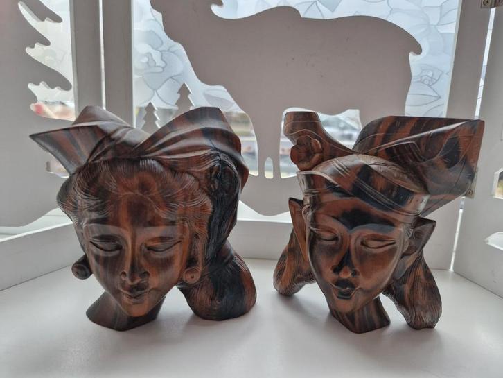 Ebenhout Balie Vrouw Sculpturen, Antiek en Kunst, Antiek | Porselein, Ophalen of Verzenden