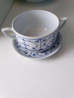 Saksisch blauw diep bord, soepkop en bordje € 2.50, Ophalen of Verzenden