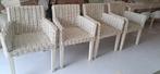 4 rotan eetkamerstoelen, Huis en Inrichting, Stoelen, Ophalen, Gebruikt, Wit