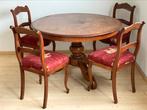 19e eeuwse mahonie-houten tafel en stoelen Te koop tot 13/7, Antiek en Kunst, Antiek | Meubels | Bedden, Ophalen of Verzenden