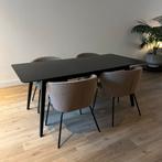 Zwarte uitschuifbare eettafel, Huis en Inrichting, Tafels | Eettafels, Ophalen, Gebruikt, 100 tot 150 cm, Deens