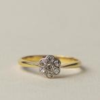 Antieke 18 karaat gouden en platina rozet ring diamant, Sieraden, Tassen en Uiterlijk, Antieke sieraden, Verzenden, Goud, Ring
