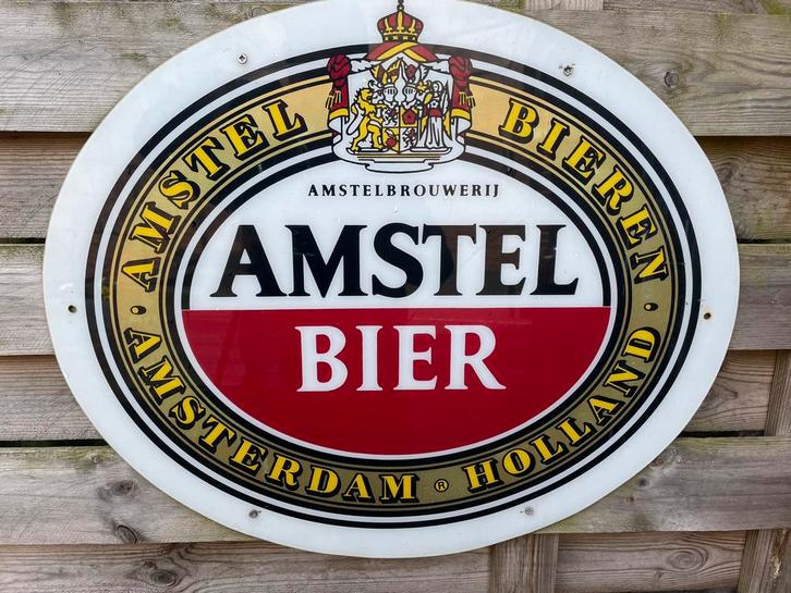 Amstel Bier Reclamebord - Kunststof, Verzamelen, Merken en Reclamevoorwerpen, Gebruikt, Reclamebord, Ophalen of Verzenden