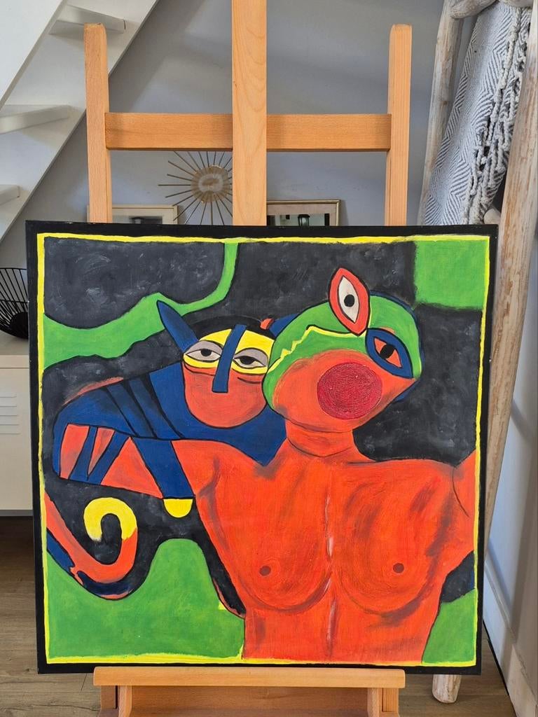 Schilderij Corneille 70x70 ( zelf geschilderd), Ophalen of Verzenden