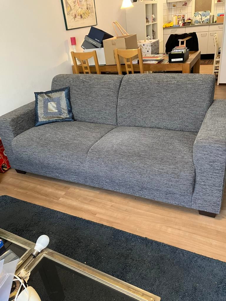 Comfortabele blauwgrijze bank - 195x60 cm, Gebruikt, Minder dan 75 cm, 150 tot 200 cm, Driepersoons