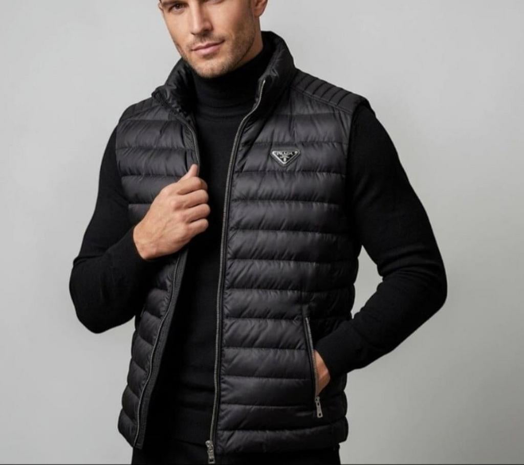 Prada body jas zwart en grijs, Ophalen of Verzenden, Nieuw, Maat 56/58 (XL), Zwart