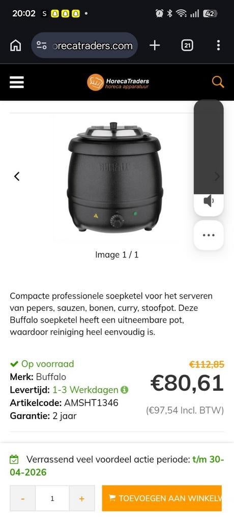 Buffalo soepketel, Ophalen of Verzenden, Nieuw