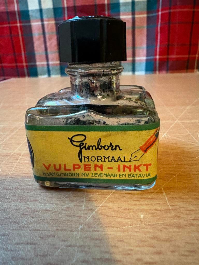 Vintage Gimbron Vulpen-Inkt Flesje - Zeldzaam Verzamelobject, Ophalen of Verzenden, Gebruikt
