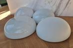 4 melkglas Plafonnières - Stijlvolle Vintage Lampen Gispen, Ophalen, Gebruikt, Glas, Vintage, Modern