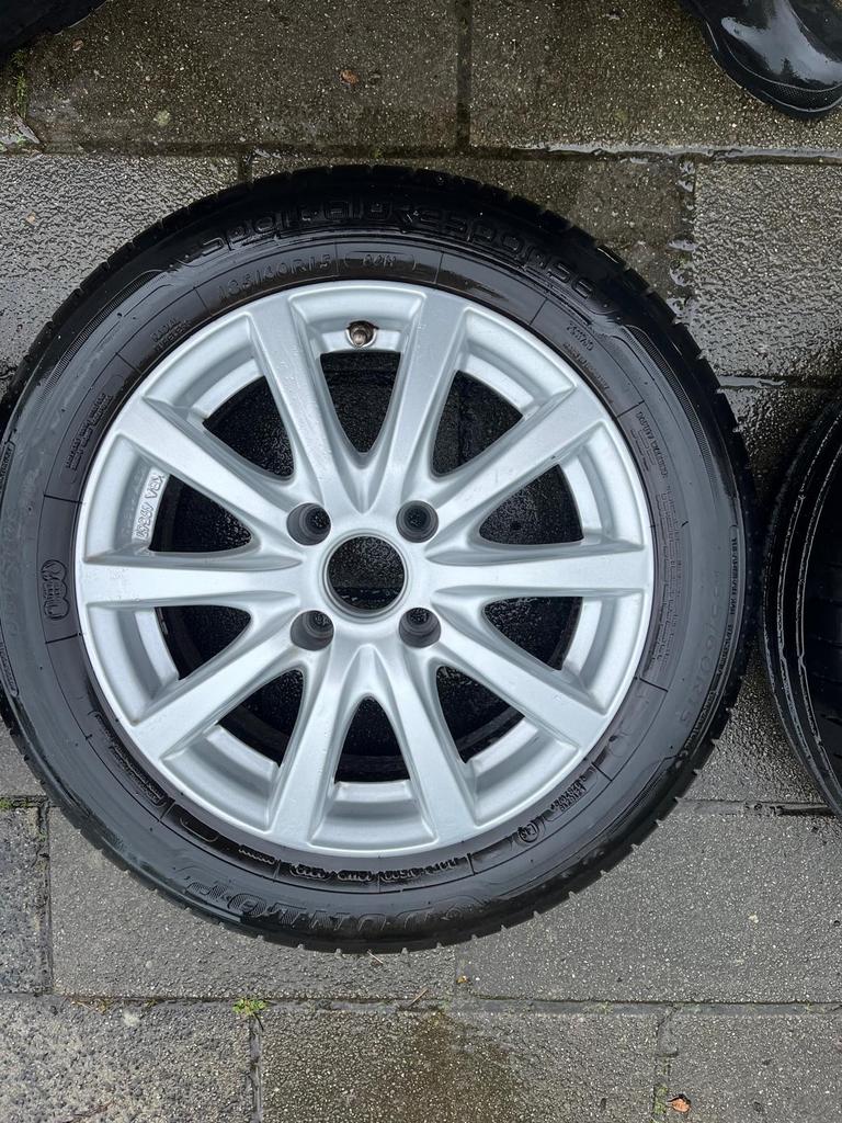 Set velgen met Dunlop Sport BluResponse banden 185/60R15, Auto-onderdelen, Banden en Velgen, Ophalen, Gebruikt, 15 inch, Banden en Velgen
