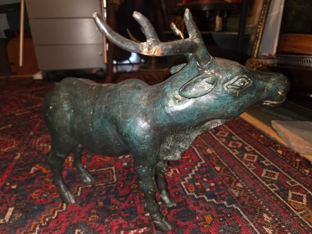 Zwaar brons edelhert beeld, Ophalen of Verzenden