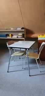 Retro Formica Eetkamerset - Tafel met 2 Stoelen, Ophalen, Gebruikt, 50 tot 100 cm, Tot twee personen