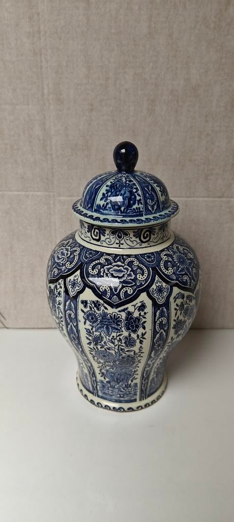 Delfts Blauwe Vaas met Deksel - Royal Sphinx Holland by Boch, Antiek en Kunst, Ophalen of Verzenden